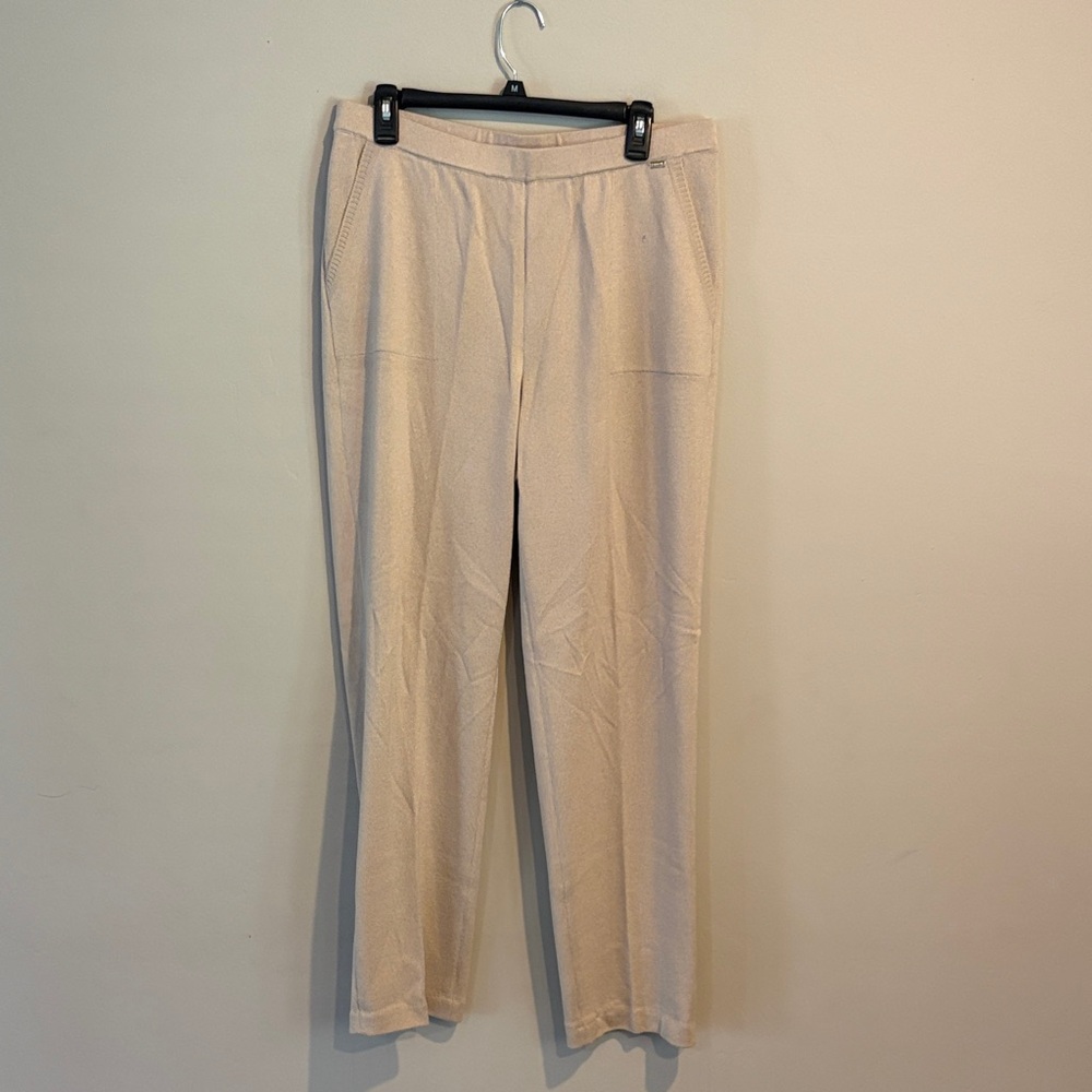 Cream Straight-Leg Pull-On Pants